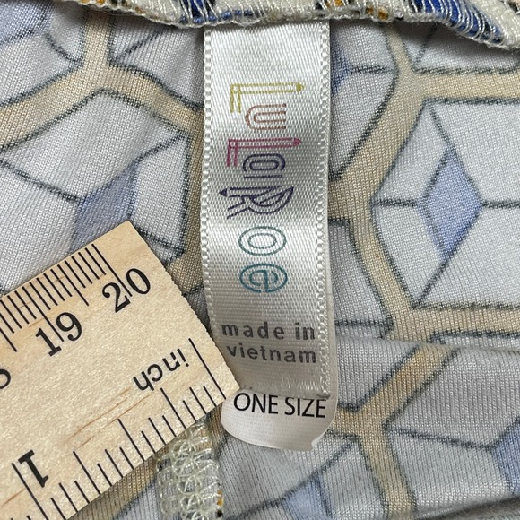 LuLaRoe Leggings Womens One Size OS Yellow Blue Geometric Cube - Picture 4 of 9